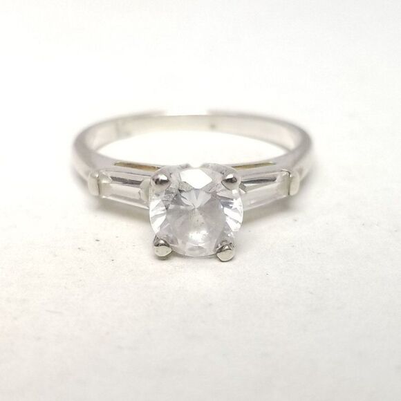 Vintage Sterling Silver CZ Solitaire Ring, Size 7 Band, Sparkly, RJ, Estate - Picture 9 of 9